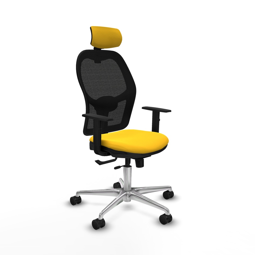 Jorquera traslack malla negra similpiel amarillo brazos 1D base aluminio cabecero 2D ruedas 65mm nailon
