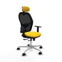 Jorquera traslack malla negra similpiel amarillo brazos 1D base aluminio cabecero 2D ruedas 65mm nailon