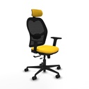 Jorquera traslack malla negra similpiel amarillo brazos 2D base nailon cabecero 2D ruedas 65mm nailon