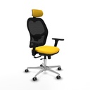 Jorquera traslack malla negra similpiel amarillo brazos 3D base aluminio cabecero 2D ruedas 65mm engomada