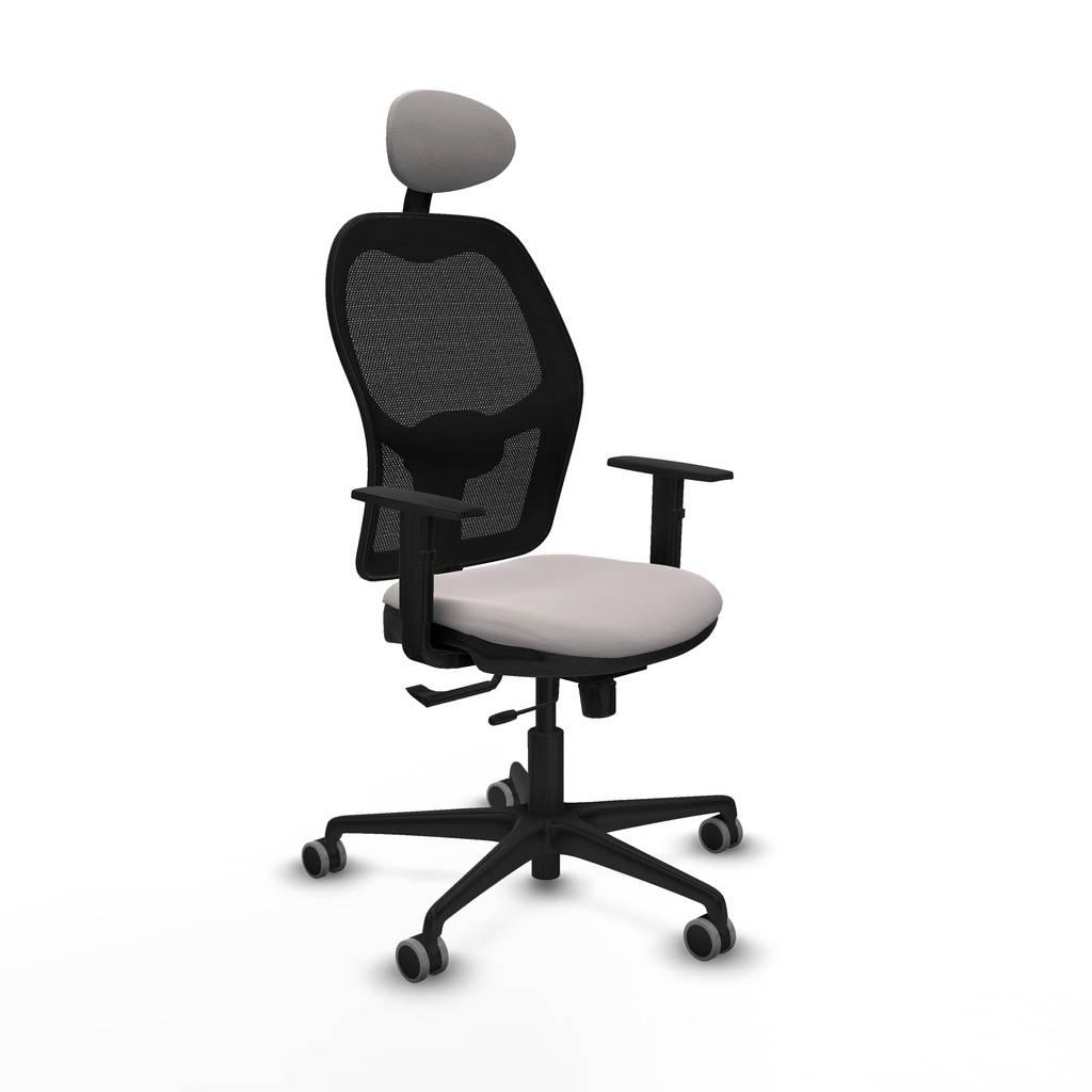 Jorquera traslack malla negra similpiel blanco brazos 1D base nailon cabecero fijo ruedas 65mm engomada