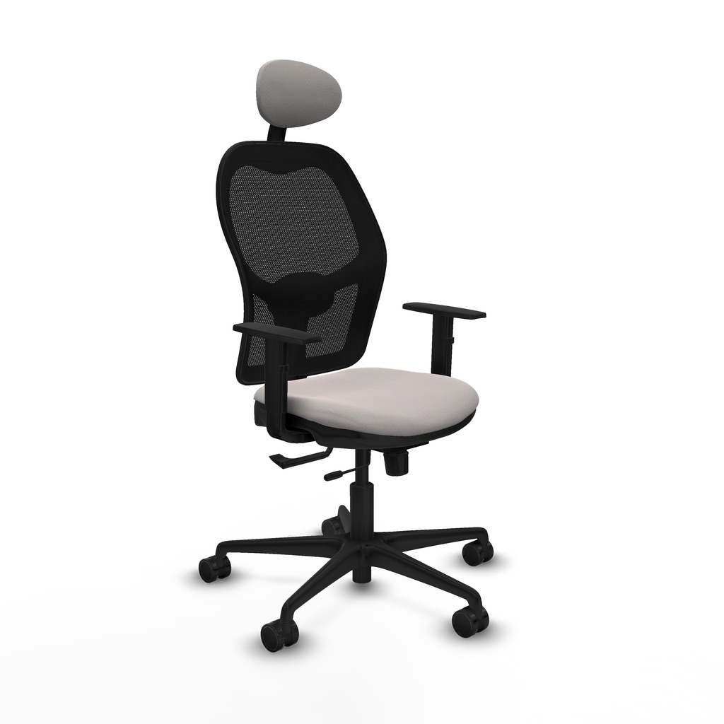 Jorquera traslack malla negra similpiel blanco brazos 1D base nailon cabecero fijo ruedas 65mm nailon