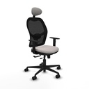 Jorquera traslack malla negra similpiel blanco brazos 1D base nailon cabecero fijo ruedas 65mm nailon