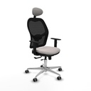 Jorquera traslack malla negra similpiel blanco brazos 1D base aluminio cabecero fijo ruedas 65mm engomada