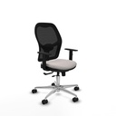 Jorquera traslack malla negra similpiel blanco brazos 1D base aluminio  ruedas 65mm nailon
