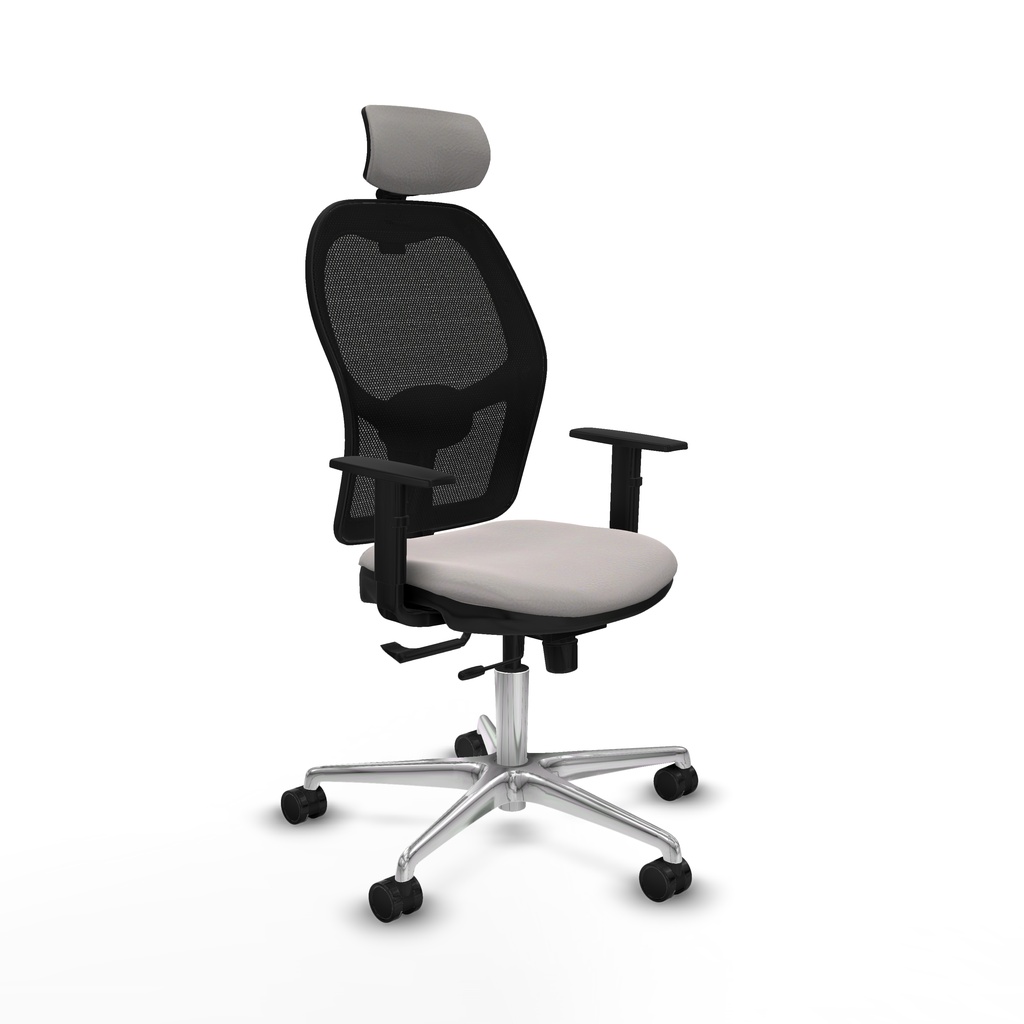 Jorquera traslack malla negra similpiel blanco brazos 1D base aluminio cabecero 2D ruedas 65mm nailon