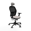 Jorquera traslack malla negra similpiel blanco brazos 2D base nailon cabecero fijo ruedas 65mm engomada