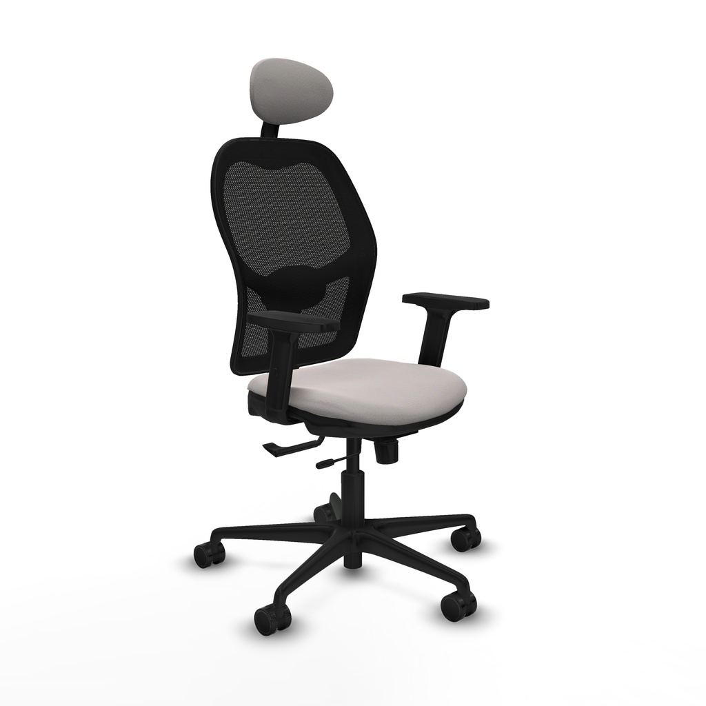 Jorquera traslack malla negra similpiel blanco brazos 2D base nailon cabecero fijo ruedas 65mm nailon