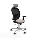 Jorquera traslack malla negra similpiel blanco brazos 2D base aluminio cabecero 2D ruedas 65mm engomada