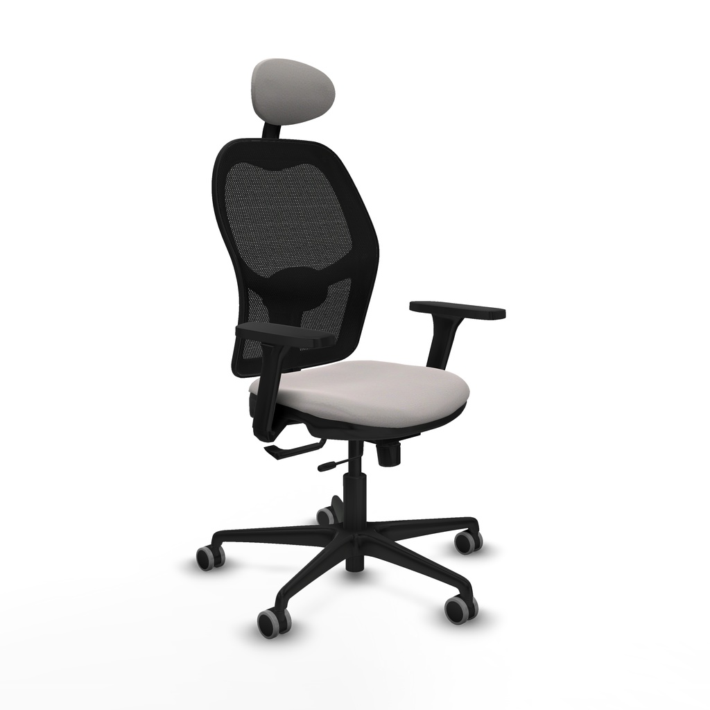Jorquera traslack malla negra similpiel blanco brazos 3D base nailon cabecero fijo ruedas 65mm engomada