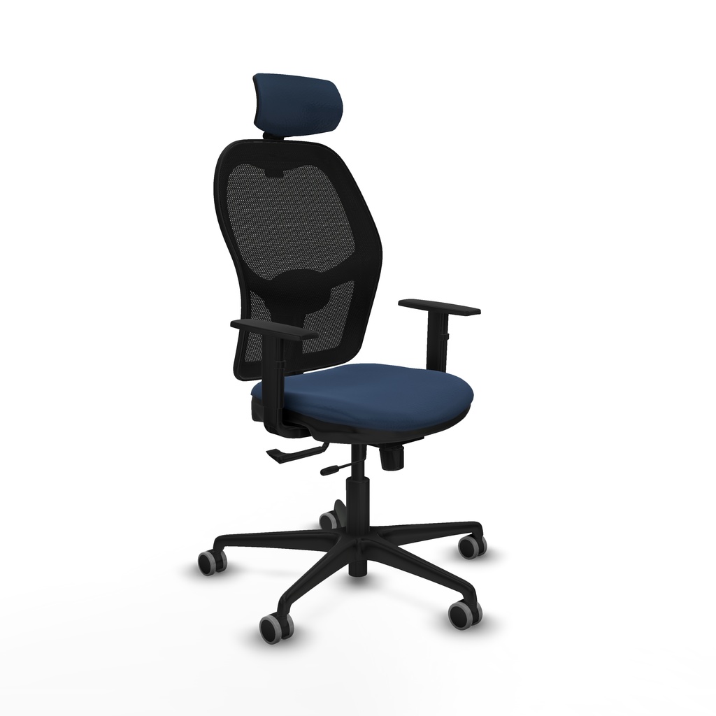 Jorquera traslack malla negra similpiel azul marino brazos 1D base nailon cabecero 2D ruedas 65mm engomada