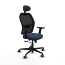 Jorquera traslack malla negra similpiel azul marino brazos 2D base nailon cabecero fijo ruedas 65mm engomada