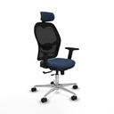 Jorquera traslack malla negra similpiel azul marino brazos 2D base aluminio cabecero 2D ruedas 65mm nailon