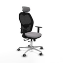 Jorquera traslack malla negra similpiel gris brazos 1D base aluminio cabecero 2D ruedas 65mm engomada