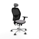 Jorquera traslack malla negra similpiel gris brazos 3D base aluminio cabecero fijo ruedas 65mm engomada