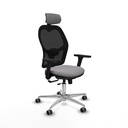 Jorquera traslack malla negra similpiel gris brazos 3D base aluminio cabecero 2D ruedas 65mm engomada