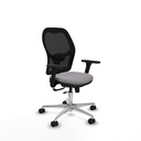 Jorquera traslack malla negra similpiel gris brazos 3D base aluminio  ruedas 65mm nailon