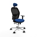 Jorquera traslack malla negra similpiel azul brazos 1D base aluminio cabecero fijo ruedas 65mm nailon
