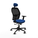 Jorquera traslack malla negra similpiel azul brazos 2D base nailon cabecero fijo ruedas 65mm engomada