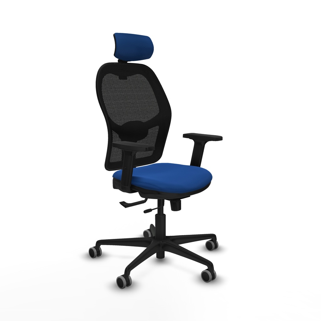 Jorquera traslack malla negra similpiel azul brazos 2D base nailon cabecero 2D ruedas 65mm engomada