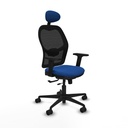 Jorquera traslack malla negra similpiel azul brazos 2D base nailon cabecero fijo ruedas 65mm nailon
