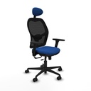 Jorquera traslack malla negra similpiel azul brazos 3D base nailon cabecero fijo ruedas 65mm nailon
