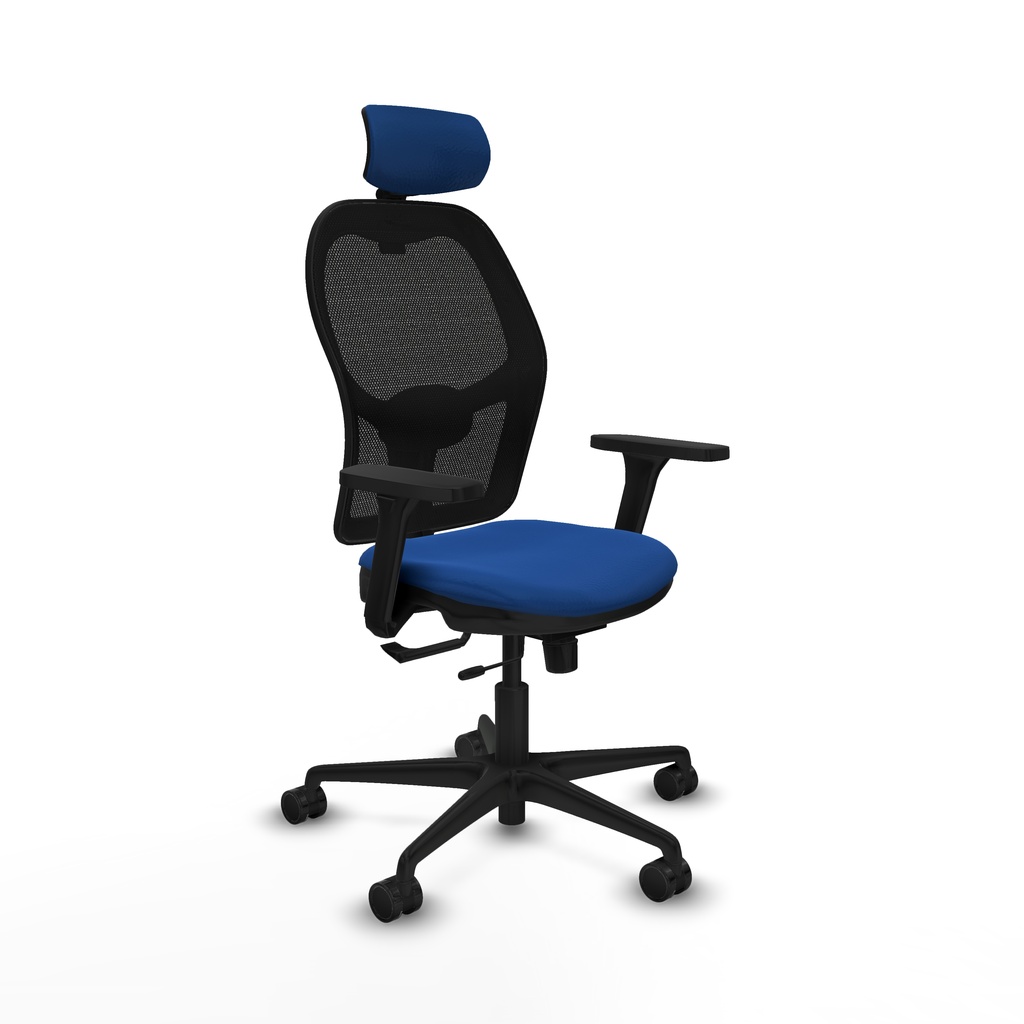 Jorquera traslack malla negra similpiel azul brazos 3D base nailon cabecero 2D ruedas 65mm nailon