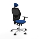 Jorquera traslack malla negra similpiel azul brazos 3D base aluminio cabecero fijo ruedas 65mm nailon
