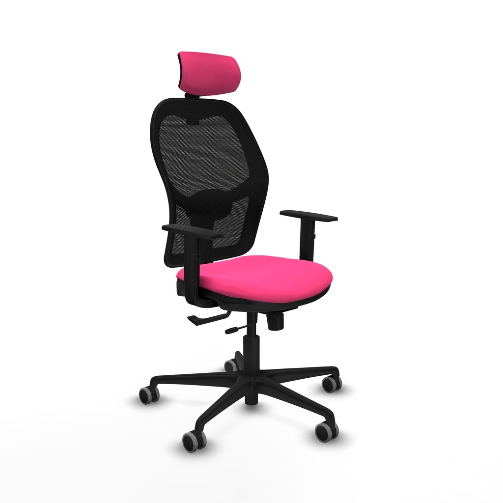Jorquera traslack malla negra similpiel rosa brazos 1D base nailon cabecero 2D ruedas 65mm engomada