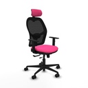Jorquera traslack malla negra similpiel rosa brazos 1D base nailon cabecero 2D ruedas 65mm nailon
