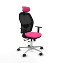 Jorquera traslack malla negra similpiel rosa brazos 1D base aluminio cabecero 2D ruedas 65mm nailon