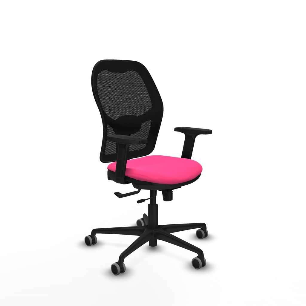 Jorquera traslack malla negra similpiel rosa brazos 2D base nailon  ruedas 65mm engomada