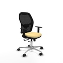 Jorquera traslack malla negra similpiel crema brazos 1D base aluminio  ruedas 65mm nailon