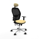 Jorquera traslack malla negra similpiel crema brazos 1D base aluminio cabecero fijo ruedas 65mm nailon