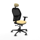 Jorquera traslack malla negra similpiel crema brazos 2D base nailon cabecero fijo ruedas 65mm engomada