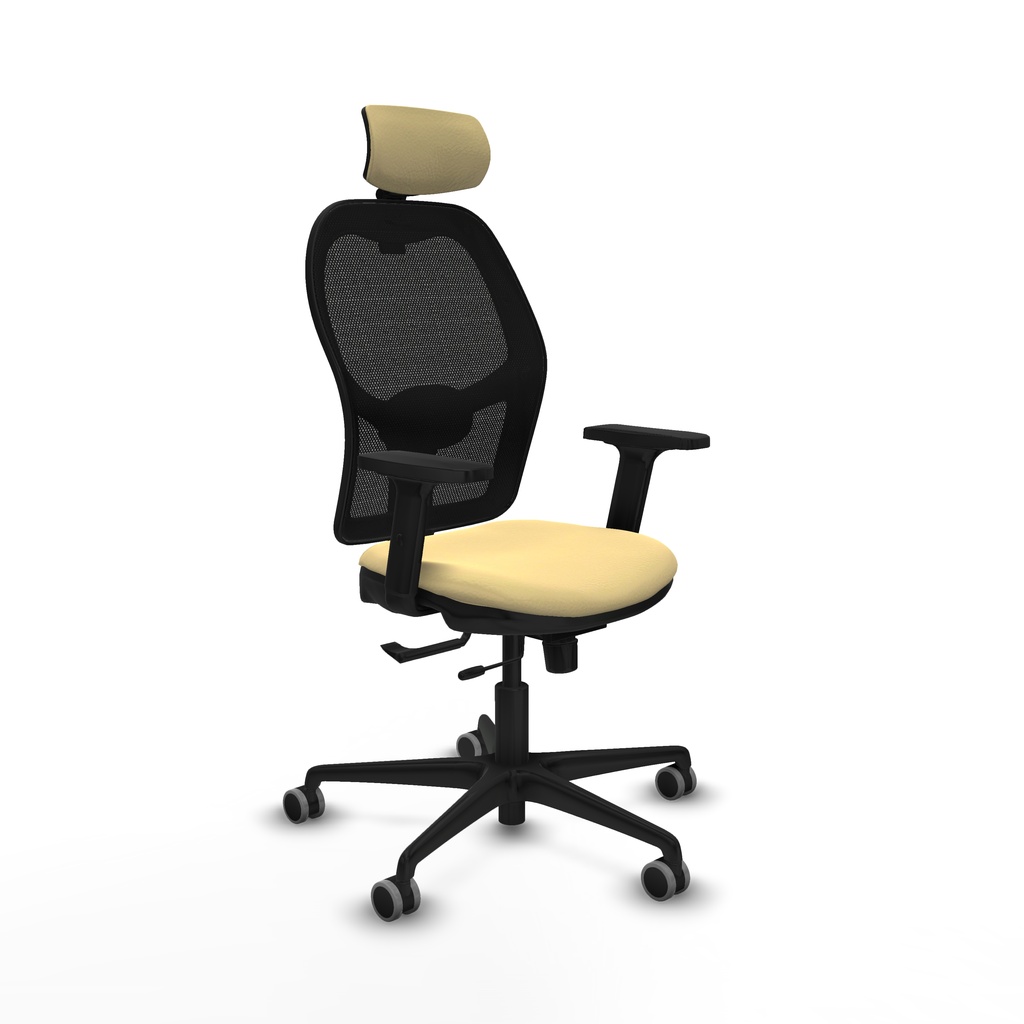 Jorquera traslack malla negra similpiel crema brazos 2D base nailon cabecero 2D ruedas 65mm engomada