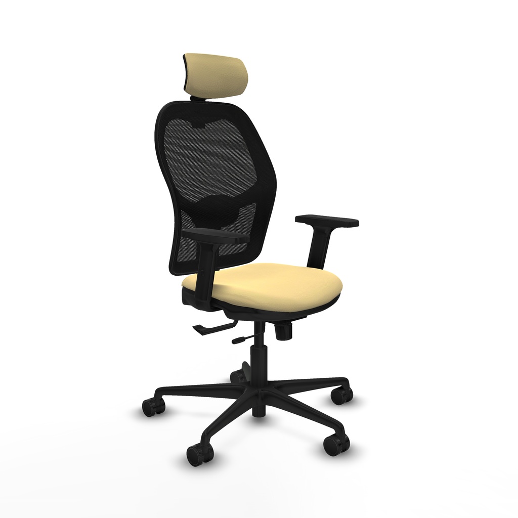 Jorquera traslack malla negra similpiel crema brazos 2D base nailon cabecero 2D ruedas 65mm nailon