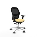 Jorquera traslack malla negra similpiel crema brazos 2D base aluminio  ruedas 65mm engomada