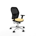 Jorquera traslack malla negra similpiel crema brazos 2D base aluminio  ruedas 65mm nailon