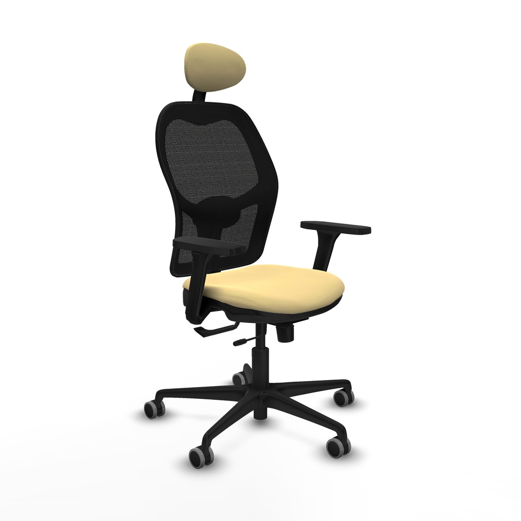 Jorquera traslack malla negra similpiel crema brazos 3D base nailon cabecero fijo ruedas 65mm engomada