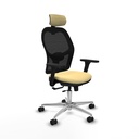 Jorquera traslack malla negra similpiel crema brazos 3D base aluminio cabecero 2D ruedas 65mm nailon