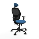 Jorquera traslack malla negra similpiel azul claro brazos 1D base nailon cabecero fijo ruedas 65mm nailon