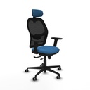 Jorquera traslack malla negra similpiel azul claro brazos 2D base nailon cabecero 2D ruedas 65mm engomada