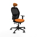Jorquera traslack malla negra similpiel naranja brazos 1D base nailon cabecero fijo ruedas 65mm engomada