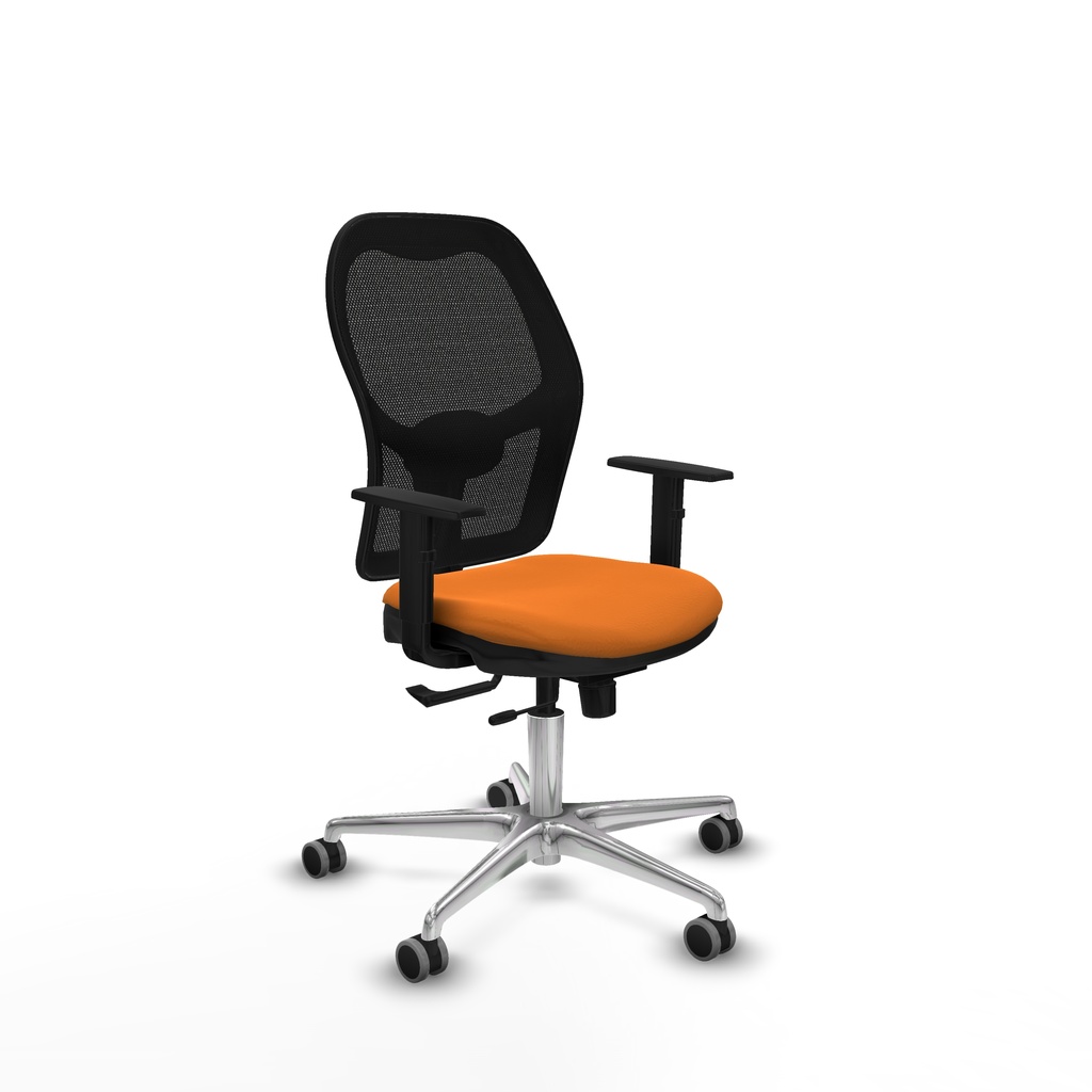 Jorquera traslack malla negra similpiel naranja brazos 1D base aluminio  ruedas 65mm engomada