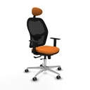 Jorquera traslack malla negra similpiel naranja brazos 1D base aluminio cabecero fijo ruedas 65mm engomada