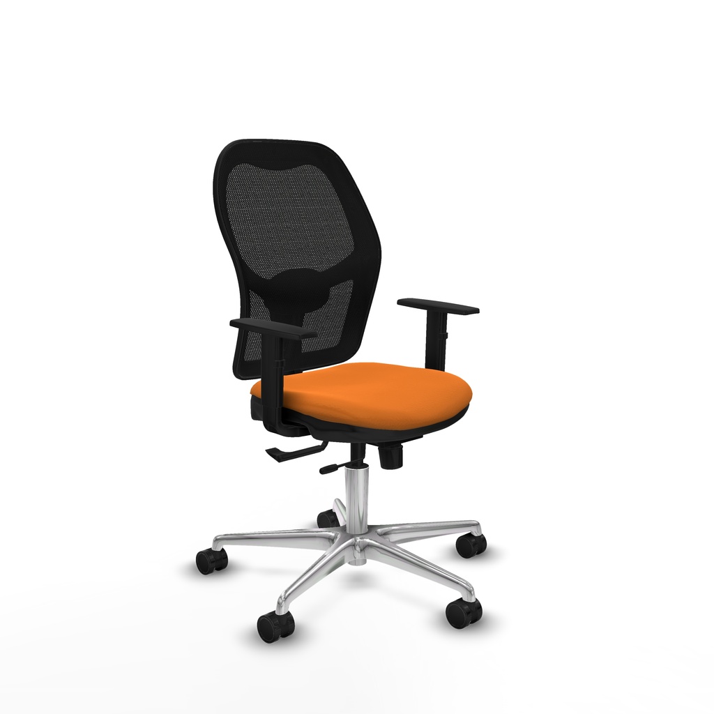 Jorquera traslack malla negra similpiel naranja brazos 1D base aluminio  ruedas 65mm nailon