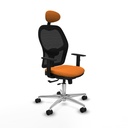 Jorquera traslack malla negra similpiel naranja brazos 1D base aluminio cabecero fijo ruedas 65mm nailon