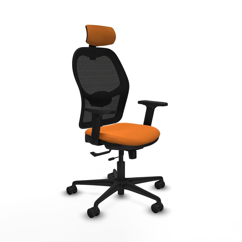 Jorquera traslack malla negra similpiel naranja brazos 2D base nailon cabecero 2D ruedas 65mm nailon