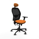 Jorquera traslack malla negra similpiel naranja brazos 3D base nailon cabecero fijo ruedas 65mm engomada